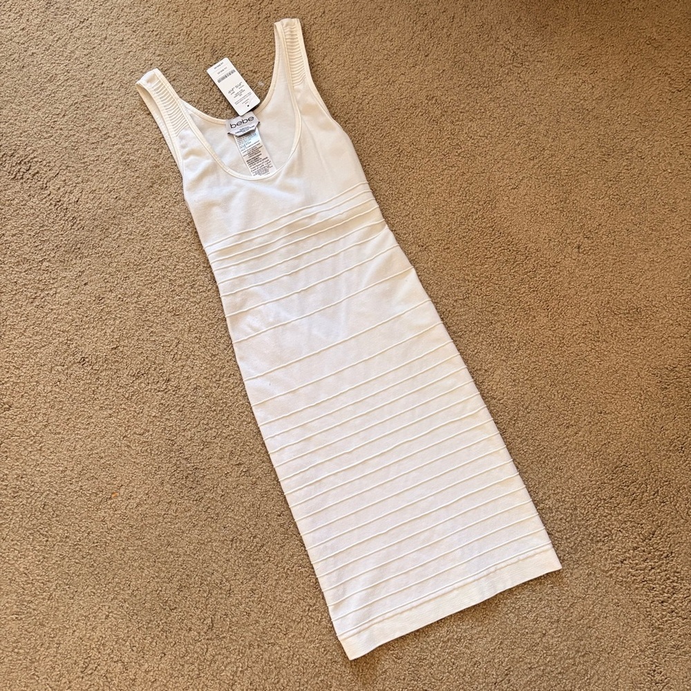 New White BEBE Bodycon Cut Out Dress XS / S